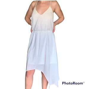 Heart Soul White A-Symmetrical Hanky Hem Dress Size XS